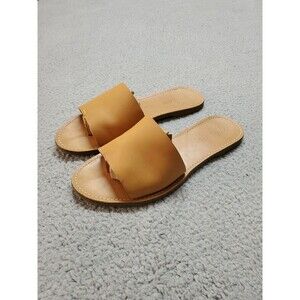 Madewell The Boardwalk Post Slide Sandals Flip Flops Womens Size 9 Brown Leather